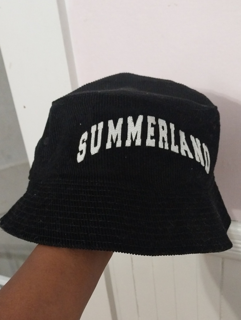 SUMMERLAND Black Corduroy Bucket Hat